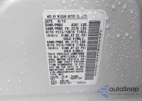 2010 Nissan Rogue S from USA, damaged, VIN JN8AS5MV6AW146309